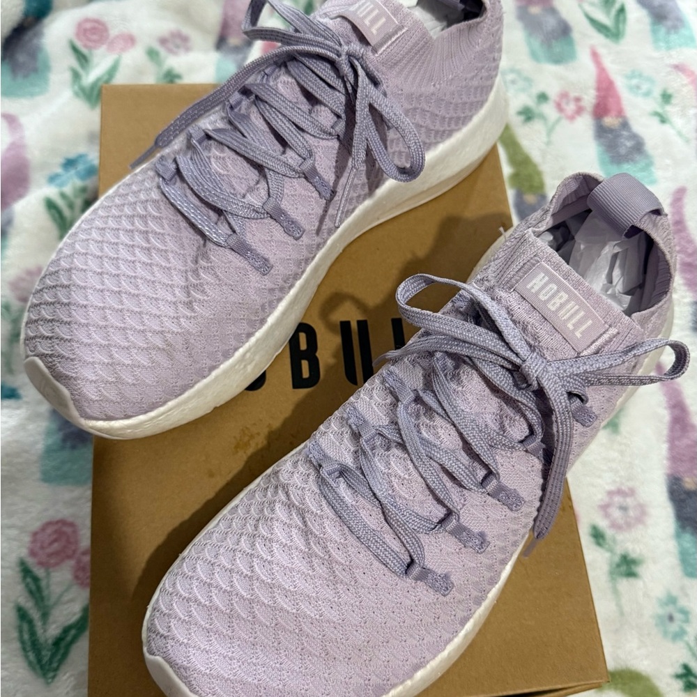 NOBULL Women's Light Purple Knit SC Runners with box.